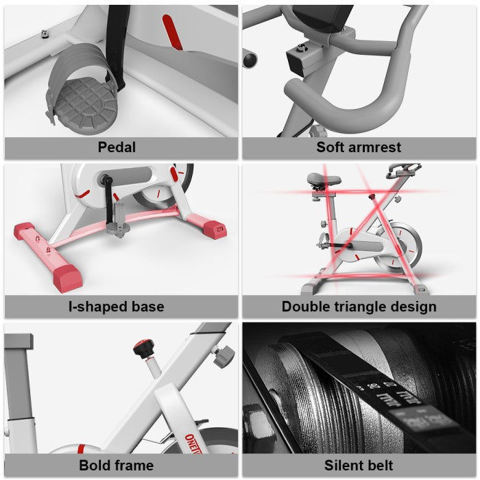 OneTwoFit Exercise Bike Home Spinning Bike LCD Monitor Adjustable Seat