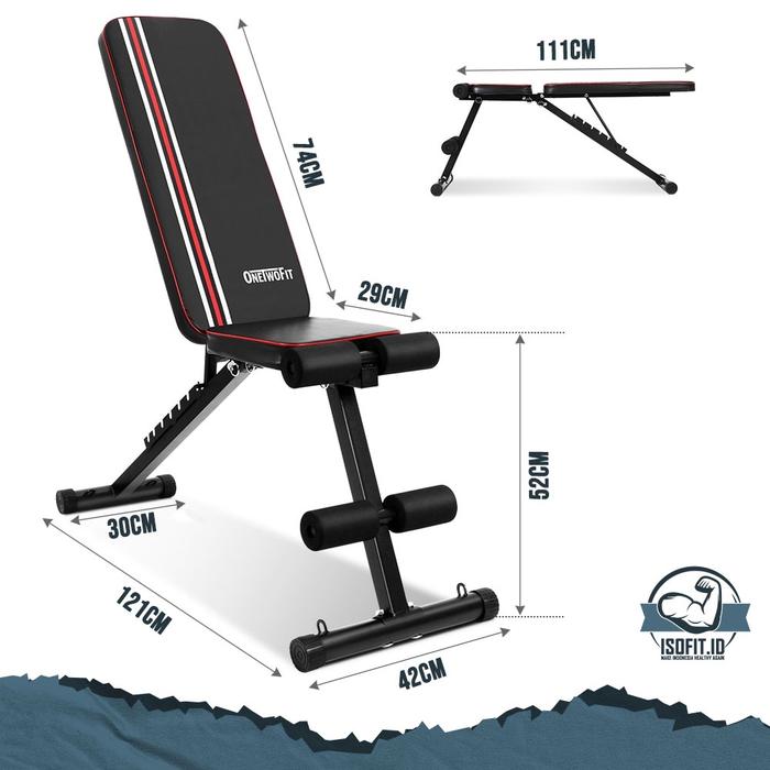 Adjustable Gym Bench Press / Kursi Alat Fitness Rumah / Alat Latihan Kebugaran gratis tali resistensi (107) - Warna