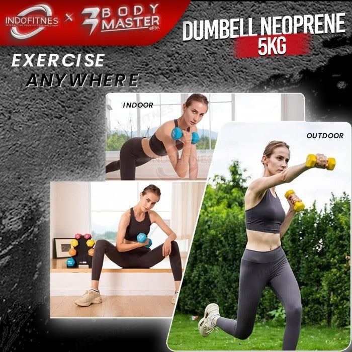 BODYMASTER 5KG Dumbell Neoprene Barbel Mini Dumbel Warna Kecil Karet