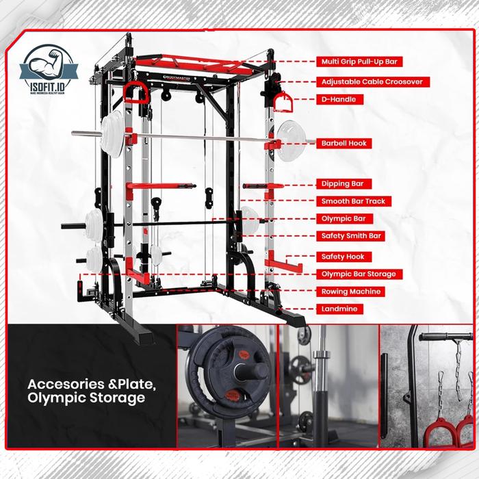 Multifunctional Smith Machine Trainer / Premium Squat Power Rack Bench Press Cable SD-5515A09