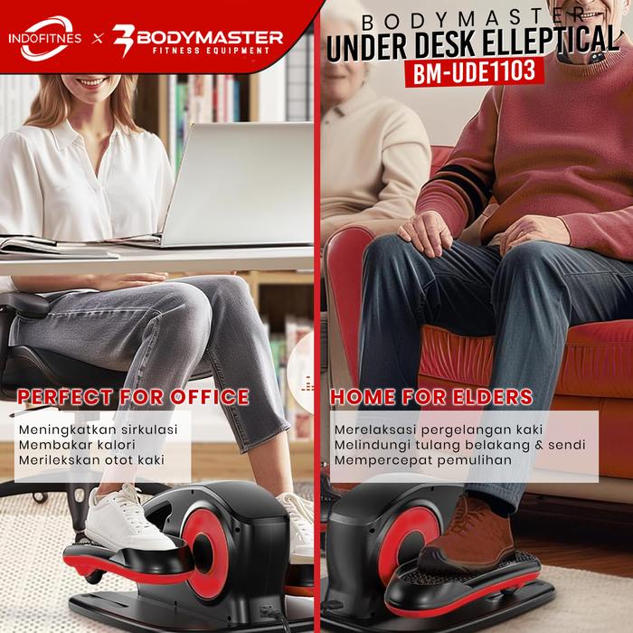 BODYMASTER Under Desk Elliptical Bike Leg Trainer Otomatis Manual Pedal Exerciser Olahraga Kaki 2in1
