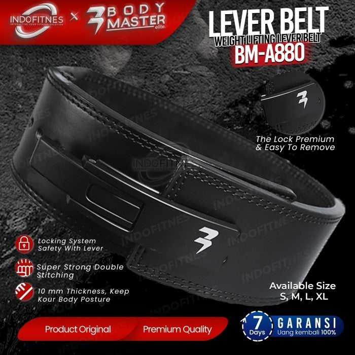 BODYMASTER Lever Belt 10mm BM-A880 Weightlifting Sabuk Gym fitnes - L