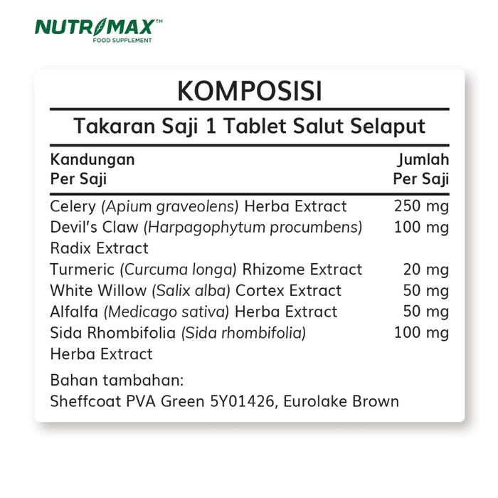 Nutrimax Uricare untuk Asam Urat Penyakit Sendi Ginjal Detox Detoks Diuretik - 30 Naturecaps