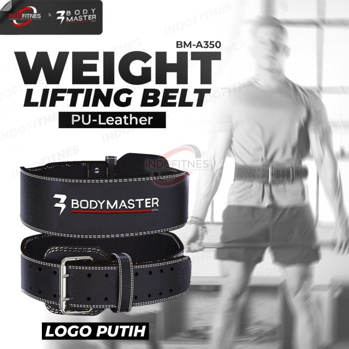 BODYMASTER Weightlifting Belt BM-A350 Premium Leather Sabuk Gym Fitnes - L, Hitam
