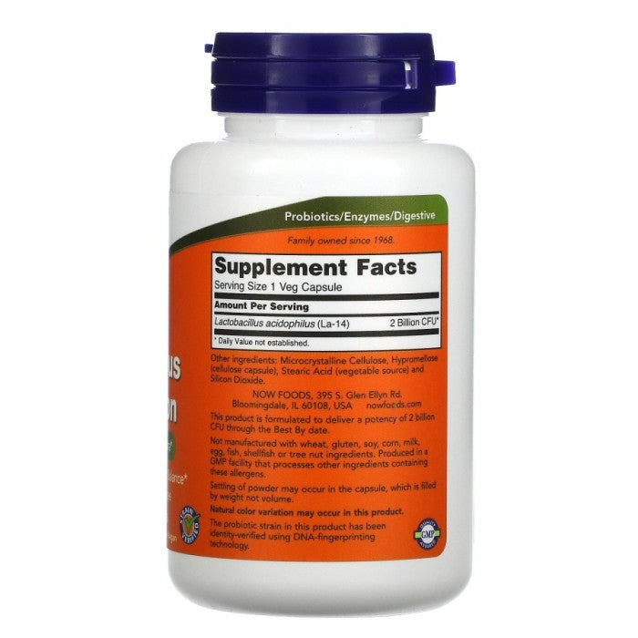 NOW Acidophilus Two Billion 100 Veg Capsules Probiotic