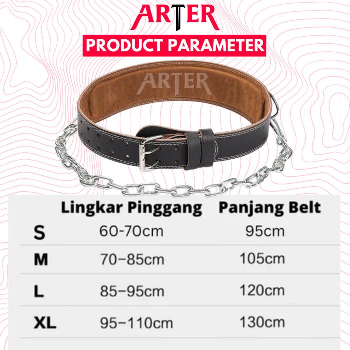 ARTER MULTI Gym Belt Kulit Dip Belt Pull Up Belt Rantai Chain Beban Sabuk Pull Up Sabuk Dip Sabuk Gym - L