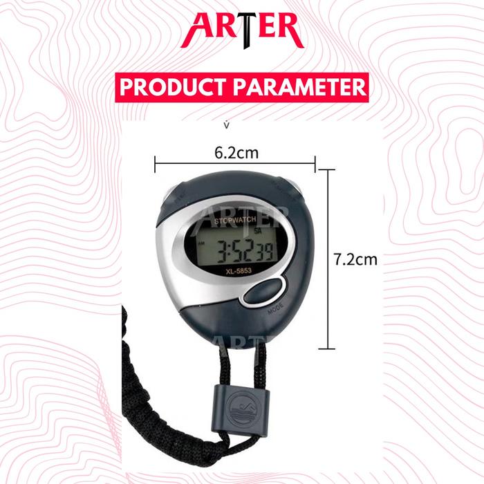 ARTER Stopwatch Digital Timer Olahraga Genggam LCD + Strap Stop Watch