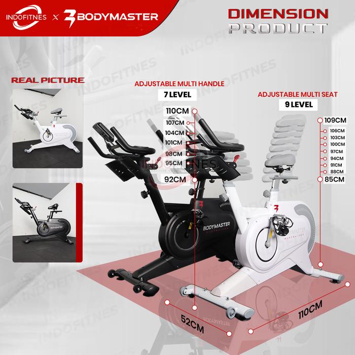 BODYMASTER Spinning Bike S80i Smart Maxtrainer, sepeda statis cardio alat fitness - Putih