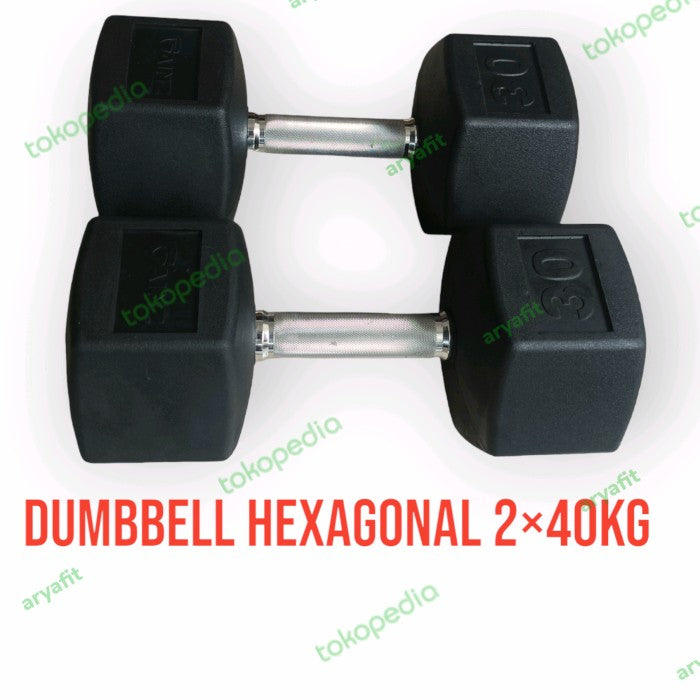 Hexagonal Rubber Dumbbell 2×40kg
