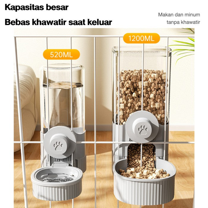 OneTwoFit Tempat Makan Kucing Gantung Pet Food Water Dispenser - Paket kombinasi