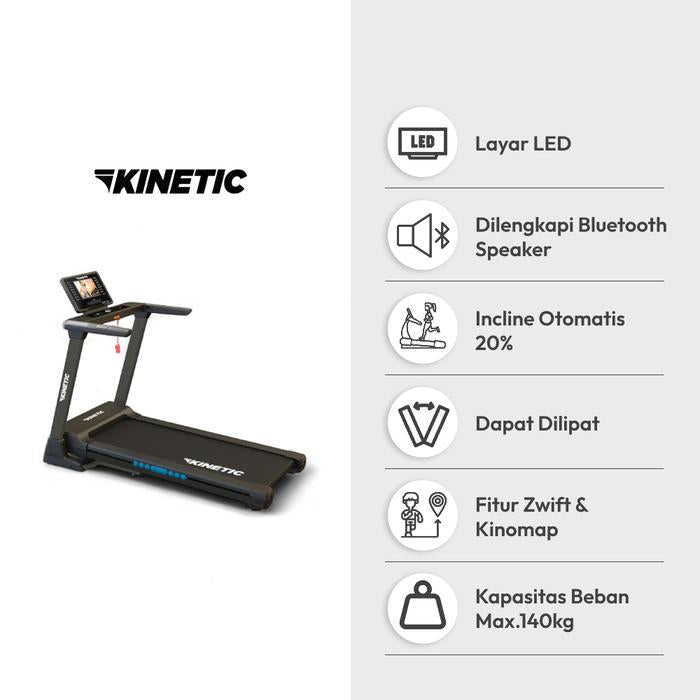 Kinetic Motrized Smart Treadmill 3 Hp 99P Tft - Hitam Alat Fitnes Olahraga Lari Peralatan Fitness Perlengkapan Gym Indoor Running Tool