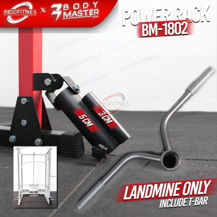 BODYMASTER PAKET Power Rack BM-1801 + Stick Bar 200/218cm + Beban Besi - LANDMINE + TBAR, BELUM ONGKIR