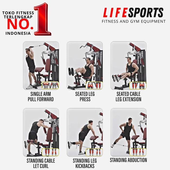 Promo Alat fitness Homegym 3 sisi lifesports plus bench Ls 1601 Multigym Home