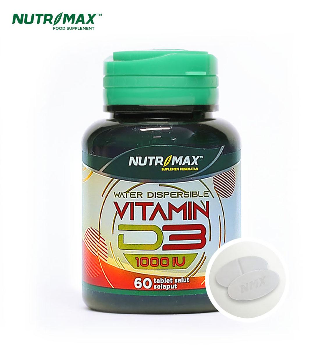 Nutrimax Vitamin Vit D3 1000 IU Kesehatan Tulang Gigi Imunitas Osteoporosis Autoimun - Nutrimax Vitamin D3 1000 IU Isi 60 Tablet