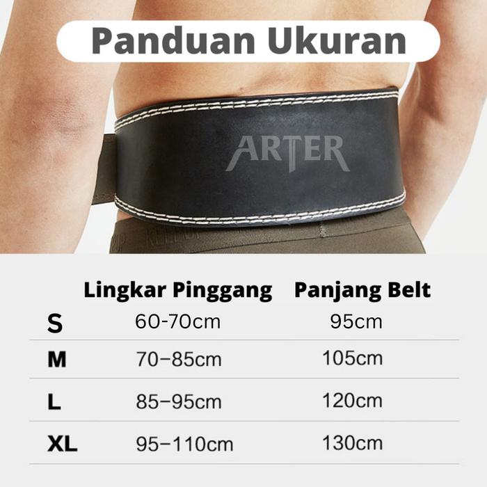 ARTER Gym Belt Weightlifting Kulit Sabuk Fitness Angkat Beban Powerlifting Deadlift Squat Back Support Spine Bench Press - S