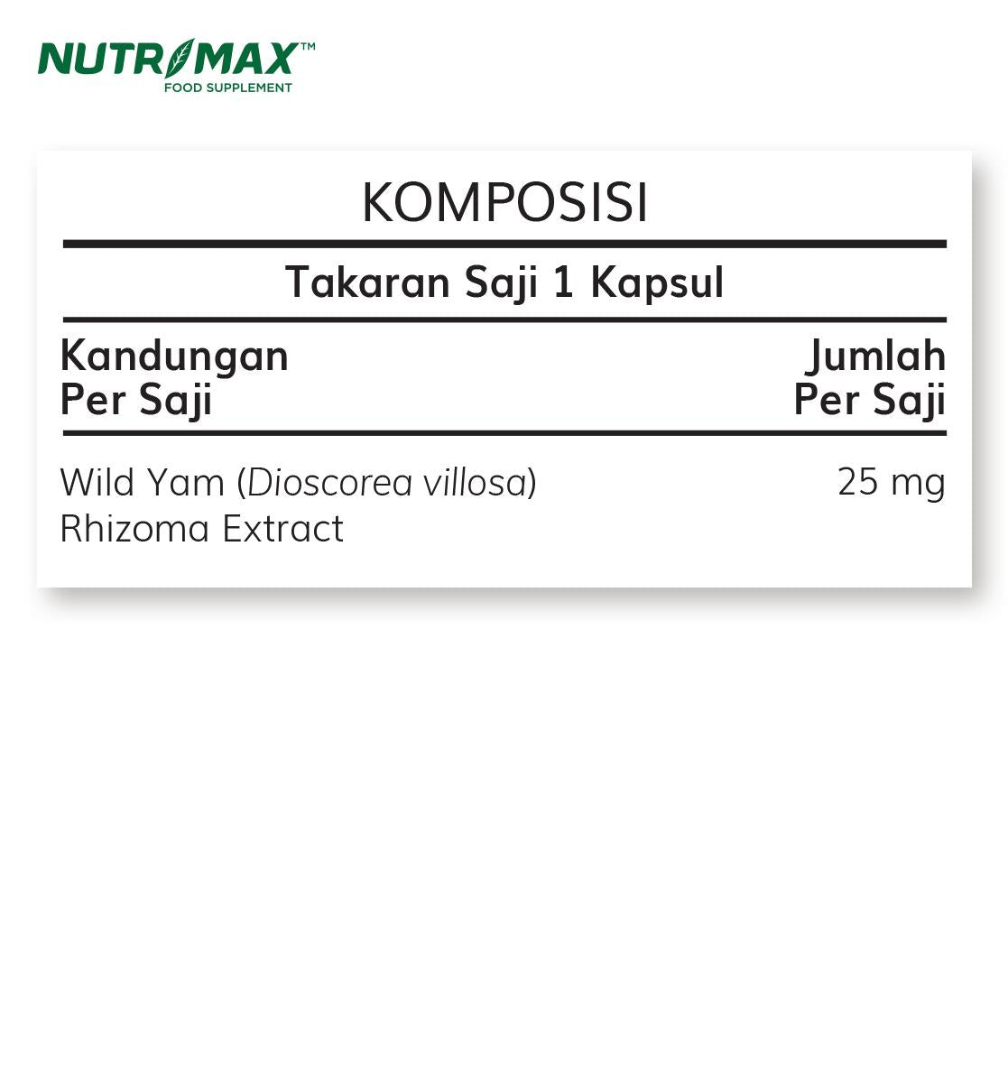 Nutrimax Wild Yam Extract 30 Naturecaps Membantu Menjaga Kesehetan