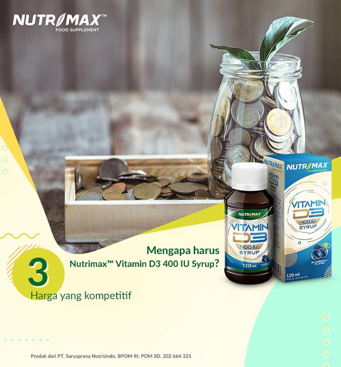 Nutrimax Vitamin Vit D3 Anak Ibu Hamil 400 IU Sirup Kesehatan Tulang Gigi Imunitas Osteoporosis Syrup
