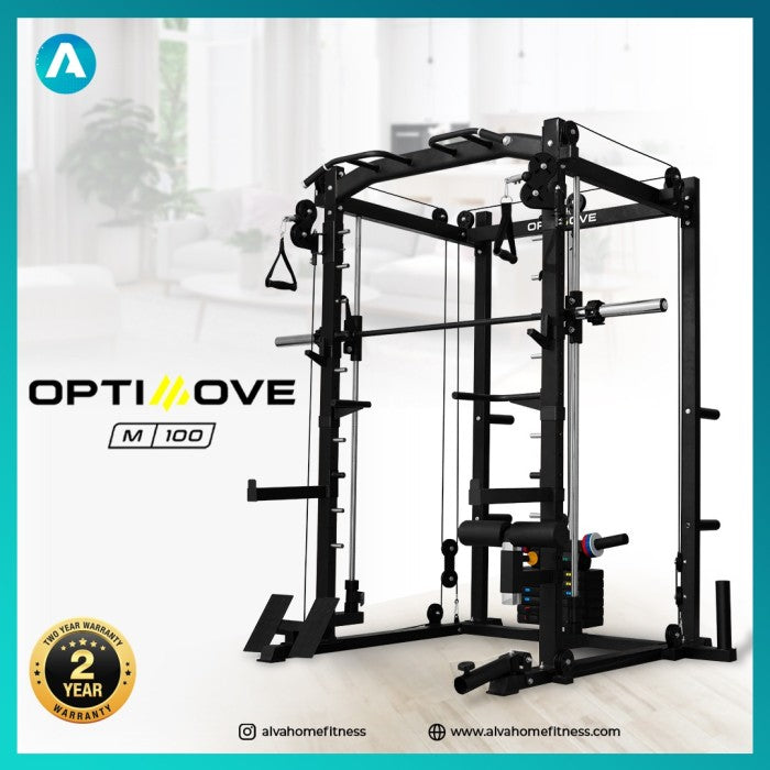 Optimove M-100 Home Gym Cable Crossover Smith Machine Squat Rack