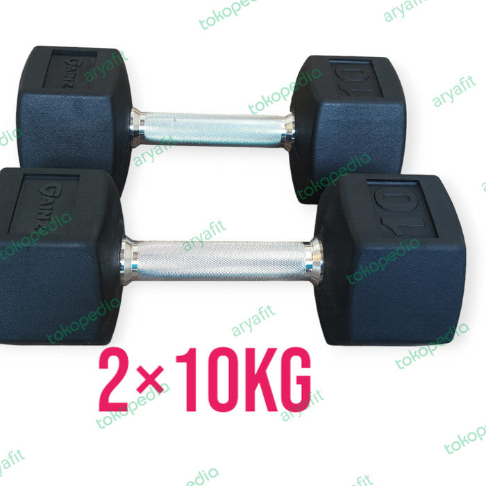 Dumbbell Rubber Hexagonal 2×10kg
