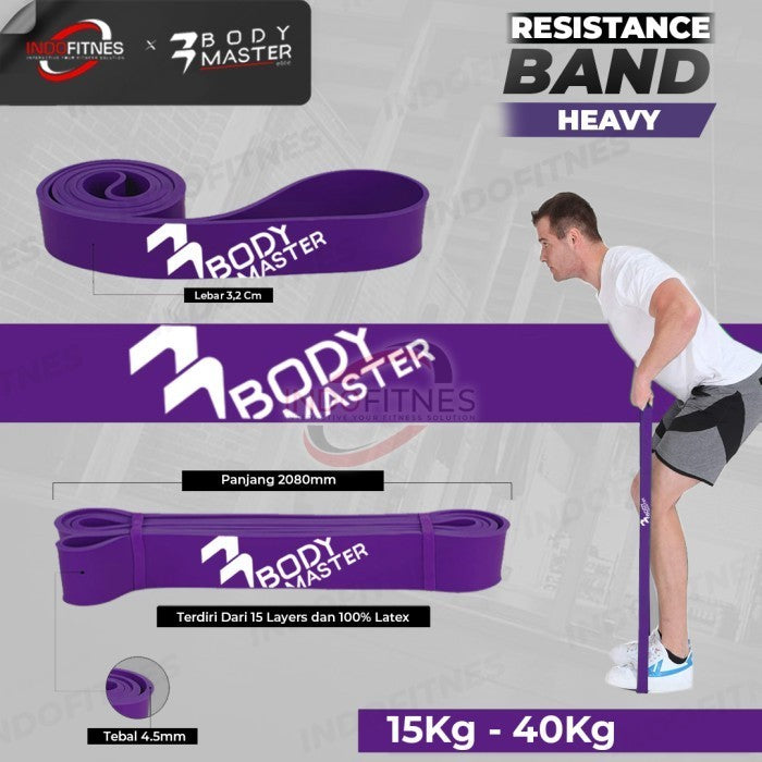 BODYMASTER Long Latex Resistance Band I334 Karet Gym Fitness Pull Up - Hitam