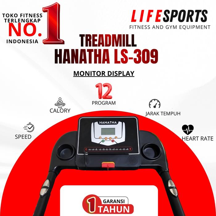 Treadmill Elektrik HANATHA LS 309 - Alat Fitness Multifungsi Treadmill Listrik Lipat Portable Low Watt