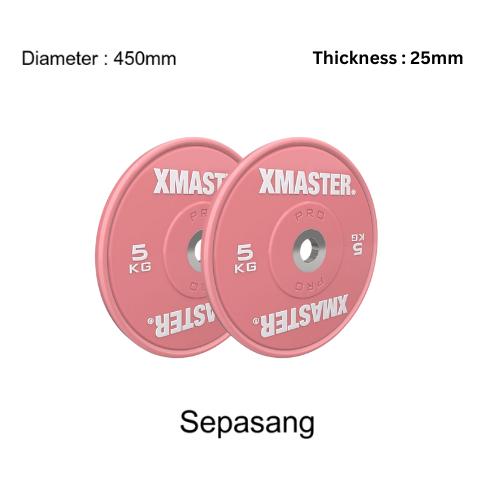 XMASTER Pelat Beban CPU Bumper Plate Set 5-25kg IWF Standar Gym Rumah CrossFit Powerlifting Warna IWF Aman Tahan Banting Garansi Resmi - 15kg Pair
