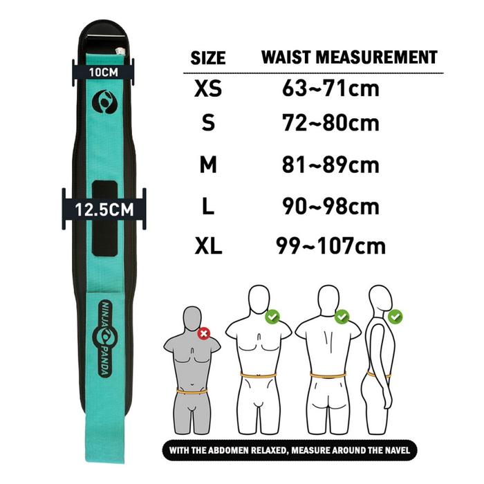 Ninja Panda Nylon gym belt CrossFit weight lifting belt fitness squat deadlift powerlifting ELEIKO - Tiffany blue, XS (63-71CM)