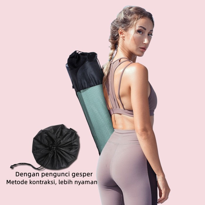 OneTwoFit Matras Yoga Mat 8MM TPE Double Layer Anti Slip Eco Friendly - Merah Muda