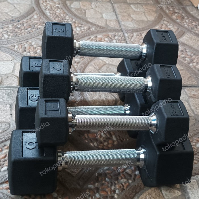 Hexagonal Rubber Dumbbell 1kg-5kg | 5 Pair
