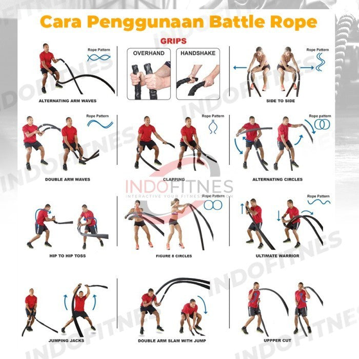 BODYMASTER Premium Battle Rope 15M - 15 M Tali Battling Ropes Gym