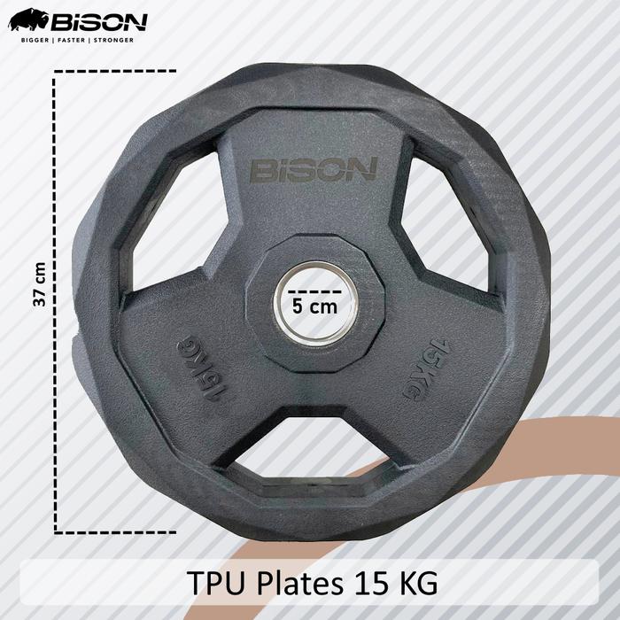 Bison TPU Plates 15 Kg Bebanan Barbell Olympic Classic