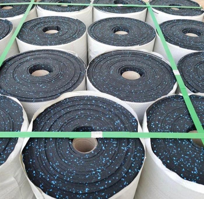 Rubber Flooring Roll Mat import Karpet Karet Gym Fitnes - 6mm Bintik Abu Putih