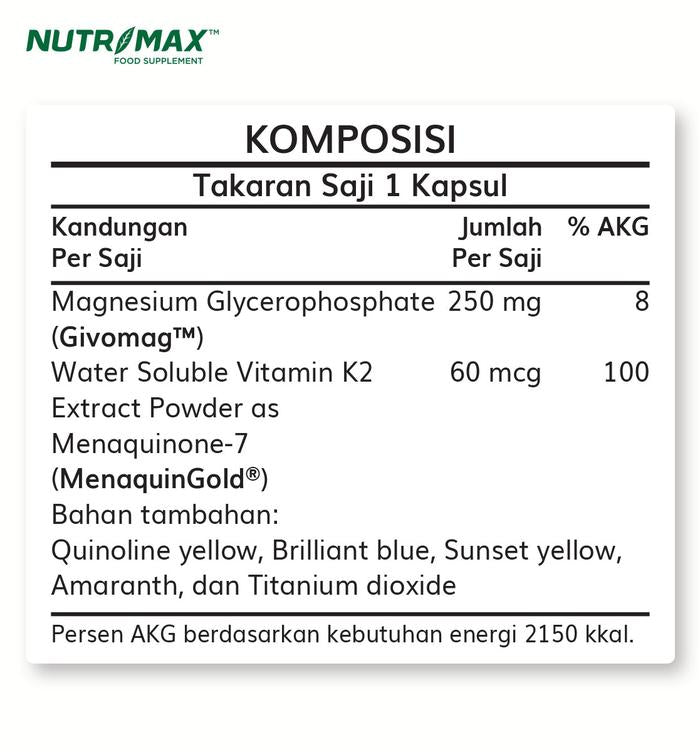Paket Bundling Nutrimax Vitamin D3 4000 Nutrimax Magnesium Glyserophospate Plus K2