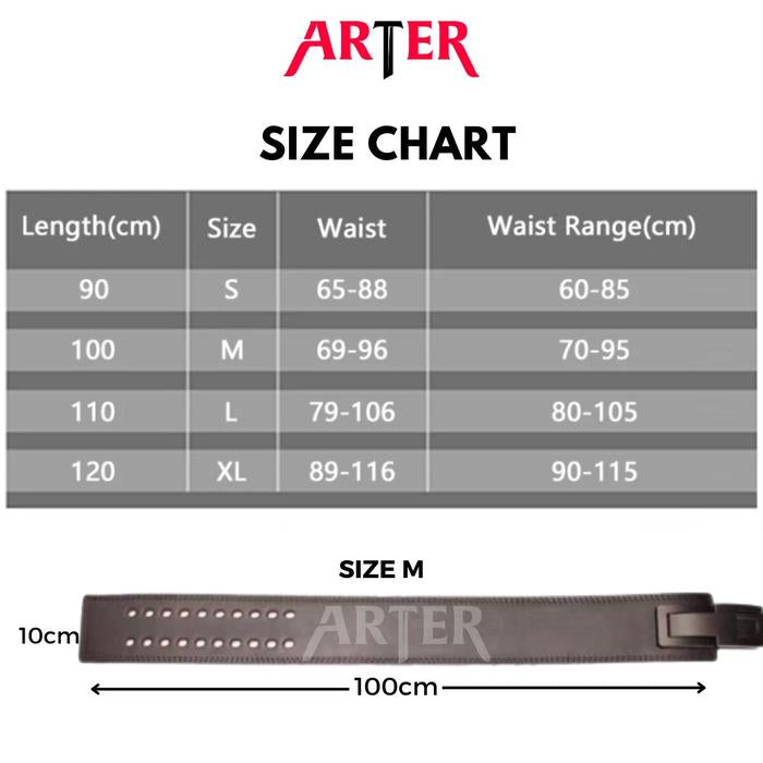 ARTER Gym Lever Belt SUPER Buckle Powerlifting Weightlifting 13mm - Black & Black, S