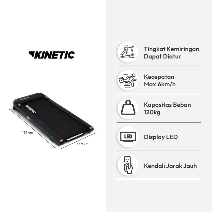 Kinetic Walking Pad 1 Hp - Hitam Alat Fitness Olahraga Lari Peralatan Fitness Perlengkapan Gym Indoor Walking Tool