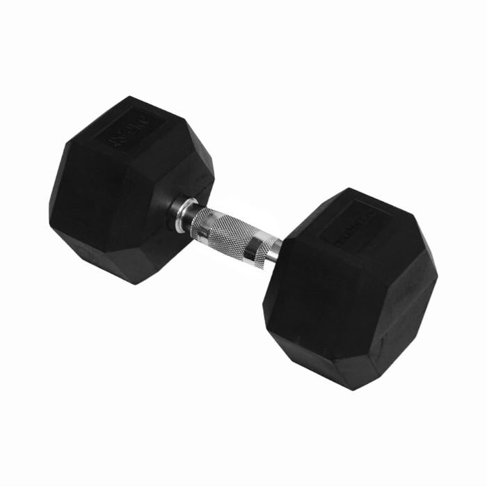 KINETIC DUMBBELL KARET HEXAGONAL 12.5 KG - HITAM SILVER