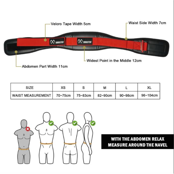 XMASTER Sabuk Angkat Beban – Nylon Gym Belt Double Lock untuk Deadlift & CrossFit - red, S