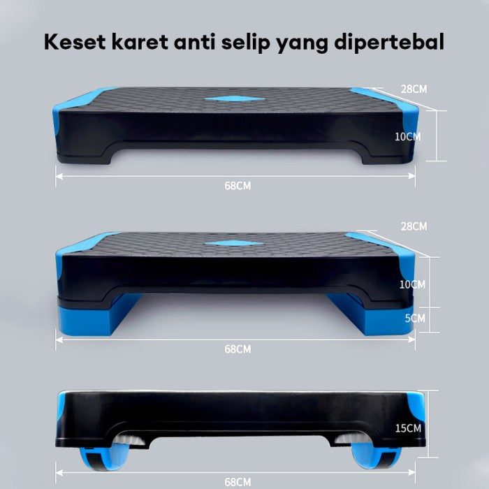 OneTwoFit Aerobic Stepper Sport Papan Senam Aerobic Step Multifunction Adjustable Stepper - Biru