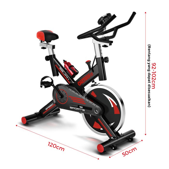 OneTwoFit Spinning Bike Sepeda Statis Exercise Bike Cardio Sepeda Fitness LCD Monitor Adjustable Seat