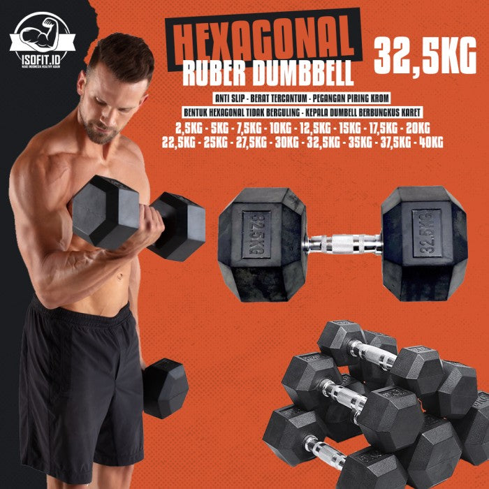 Hex Rubber Dumbell / Barbel Hexagonal Karet - 2,5 KG