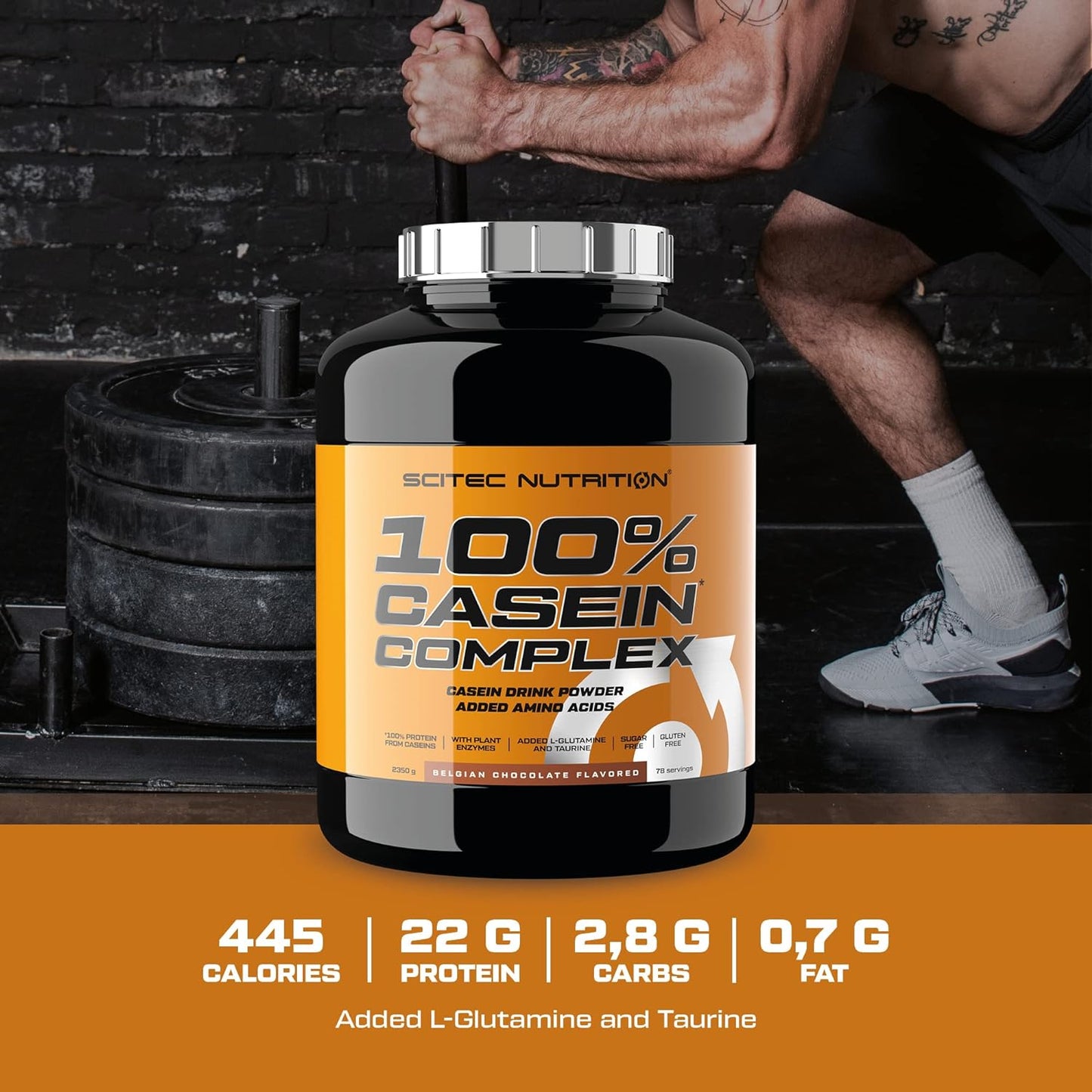 Scitec Nutrition - 100% CASEIN COMPLEX PROTEIN 2350 Gram - Belgian Coklat, Shaker