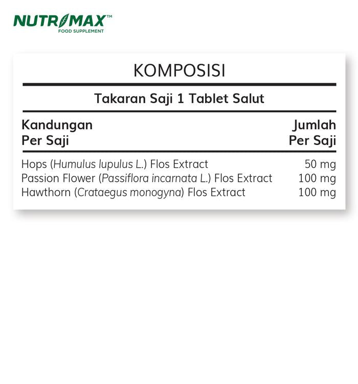 Nutrimax Dreamz 30 Tablet untuk Tidur yang Berkualitas Insomnia Jet Lag Tekanan Darah Tinggi