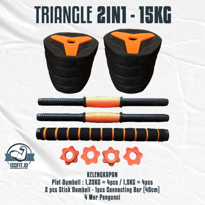 DUMBELL SET / Barbel / Alat Angkat Beban / Alat Fitness - TRI 2IN1-20KG