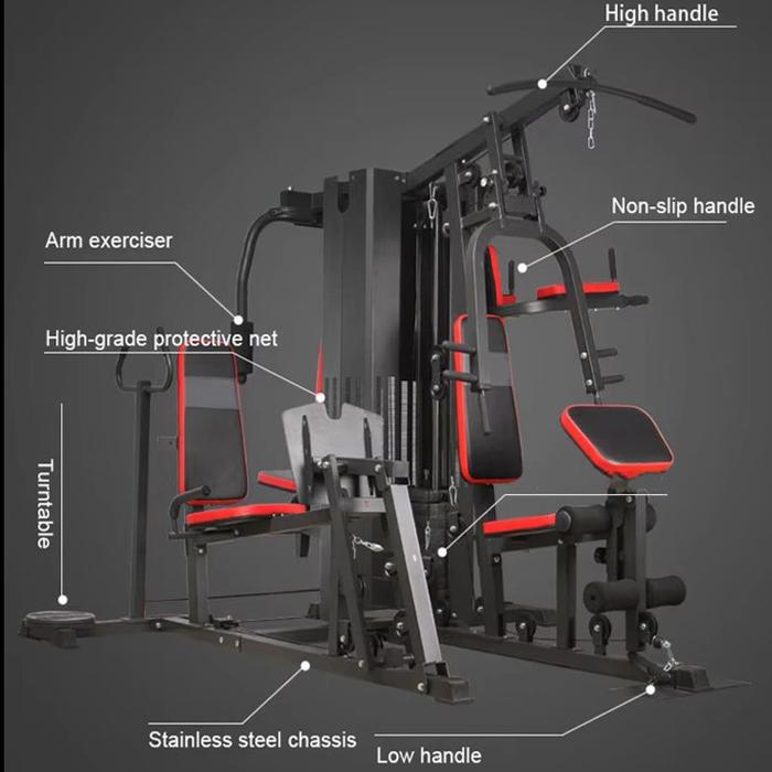 ORIGINAL Home gym 5 sisi Legpres Alat Fitnes angkat beban Home gym 5sisi Legpress dengan 2set weight stack Usafit UF580