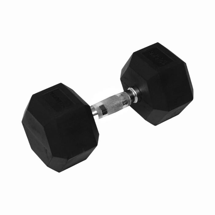 KINETIC DUMBBELL KARET HEXAGONAL 12.5 KG - HITAM SILVER