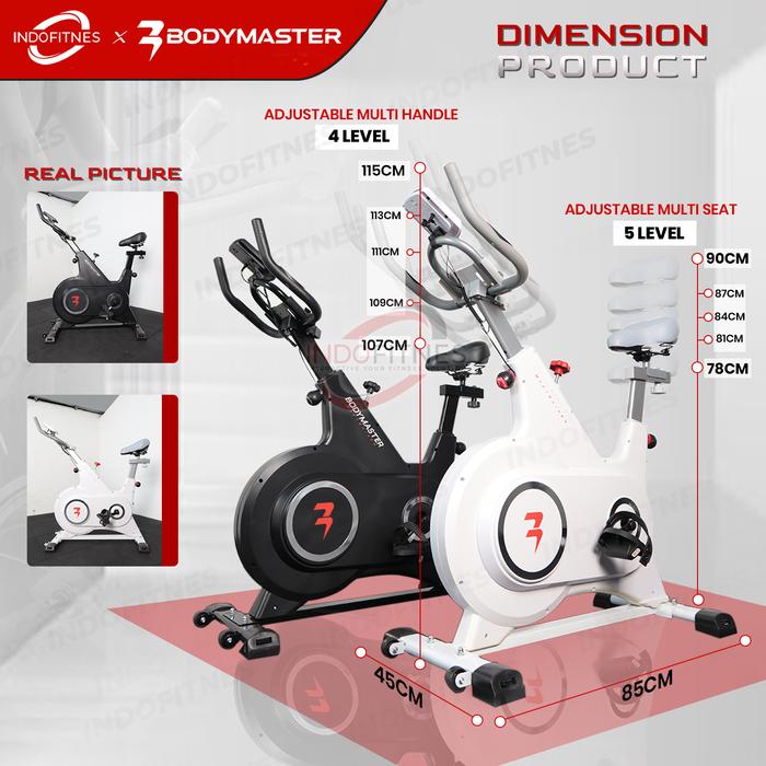 BODYMASTER Spinning Bike S50i Smart Maxtrainer, sepeda statis cardio alat fitness - Putih