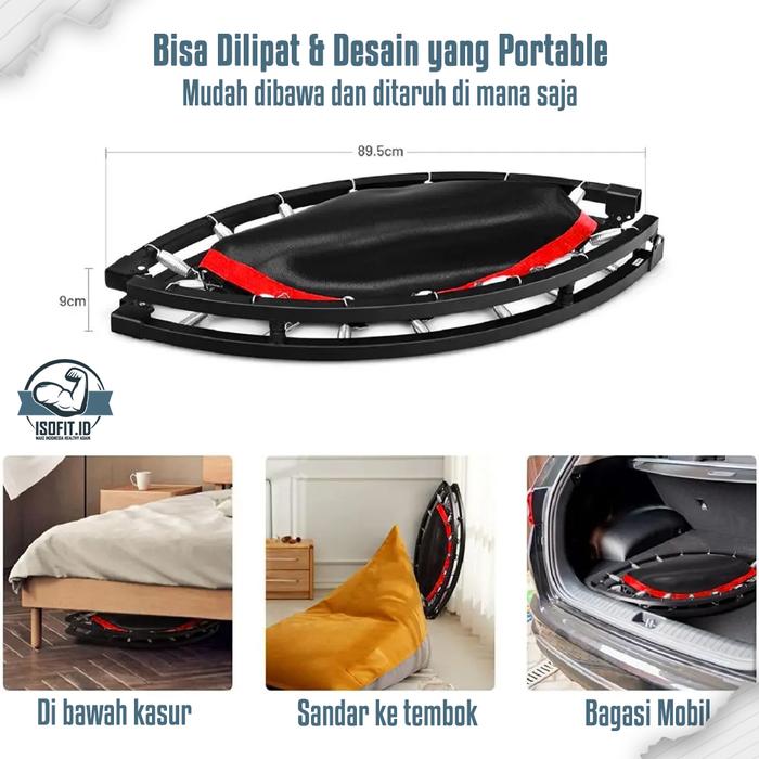 Folding Exercise Trampoline 40inch / Latihan Lompat bisa dilipat diamter 100cm (BC005) - Dengan Pegangan