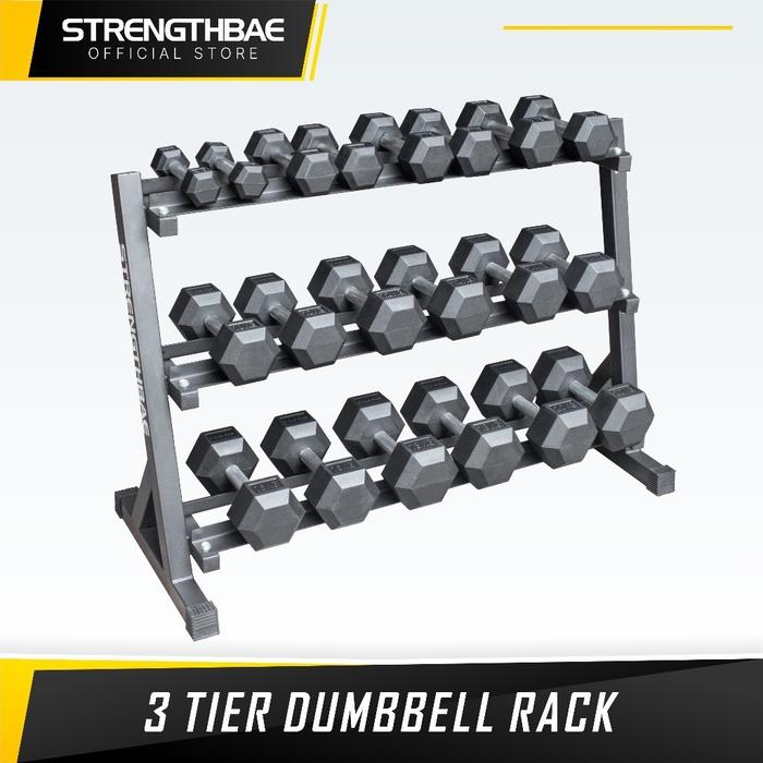 Hex Dumbbell STRENGTHBAE 2–60Kg Straight Handle Hexagonal Rubber Gym - Harga/kg