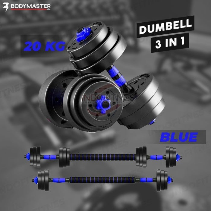 BODYMASTER 20KG BM-A015 Adjustable Dumbell Barbell ABS PVC Dumbel - Kettle Handle, KURIR TOPED