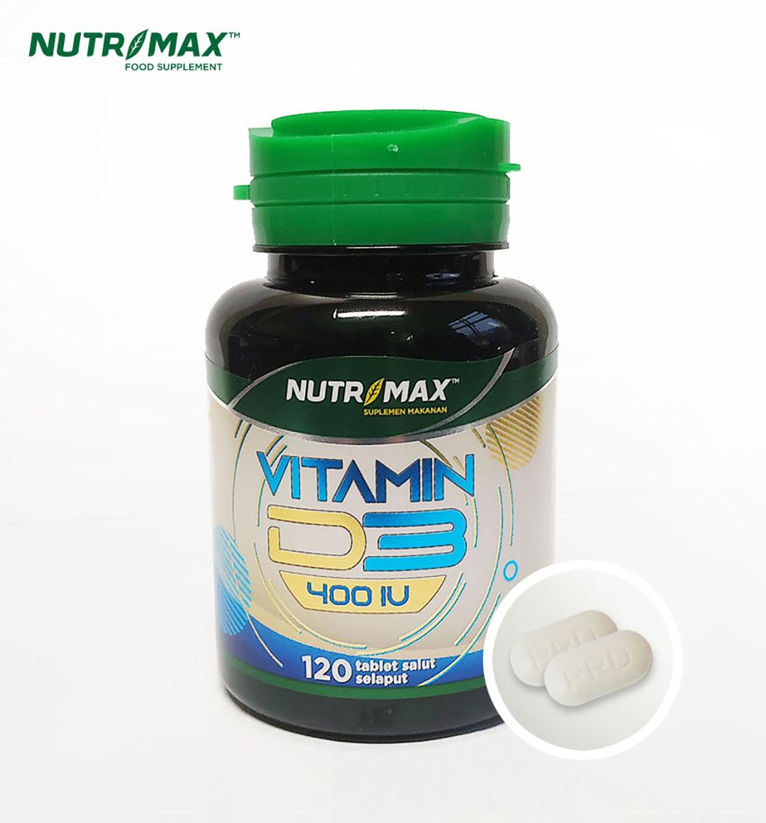 Nutrimax Vitamin Vit D3 400 IU Kesehatan Tulang Gigi Imunitas Osteoporosis Imun Tubuh - 120 TABLET